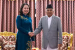 La vicepresidenta de Vietnam, Vo Thi Anh Xuan, se reúne con el presidente de Nepal, Ram Chandra Poudel (Fuente: VNA)