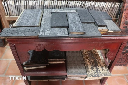 Los bloques de madera de la pagoda Bo Da, en la provincia de Bac Ninh, fueron reconocidos como Tesoro Nacional en 2017. (Foto: VNA)