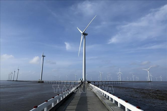 La planta de energía eólica de Bac Lieu tiene 62 turbinas de energía con una capacidad total estimada de 99 MW. (Foto: VNA) dien-290624c.jpg
