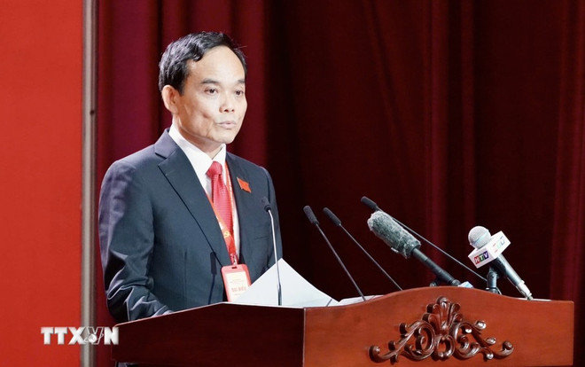 Tran Luu Quang, secretario del Comité Central del PCV y del Comité del Partido de Ciudad Ho Chi Minh, interviene en el evento. (Fuente: VNA) tong-bi-thu-to-lam-du-dai-hoi-dai-bieu-dang-bo-thanh-pho-ho-chi-minh-14-13jpg.jpg