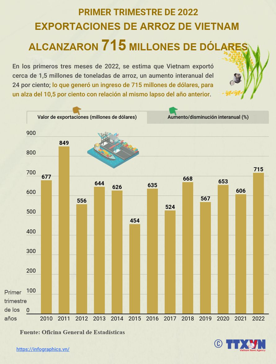 Exportaciones de arroz de Vietnam alcanzaron 715 millones de dólares en primer trimestre ảnh 1