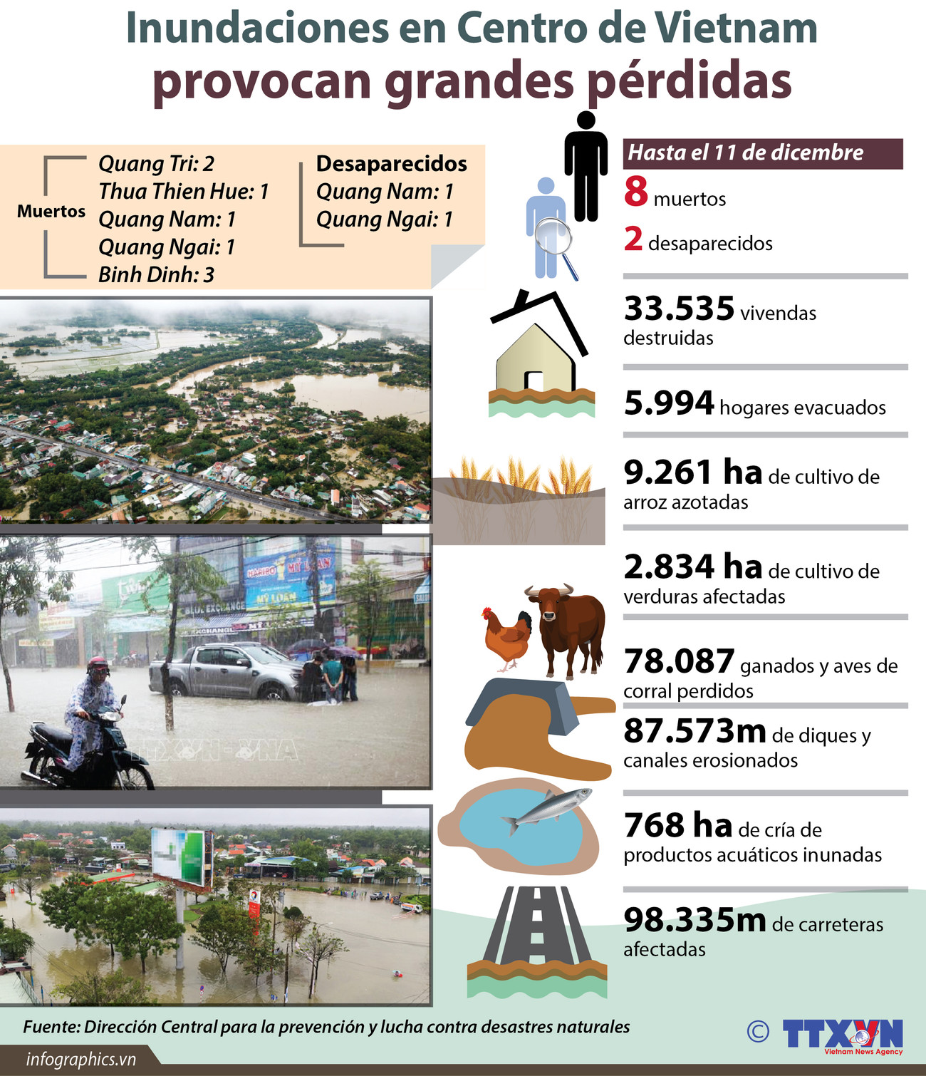 [Infografía] Inundaciones provocan grandes pérdidas en Centro de Vietnam ảnh 1