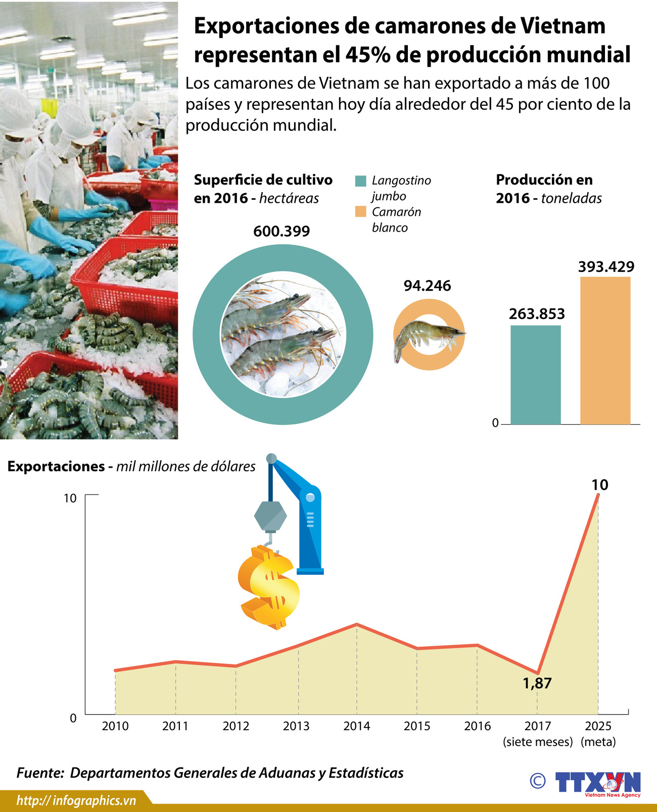 [Infografía] Exportaciones de camarones de Vietnam representan el 45% de producción mundial ảnh 1