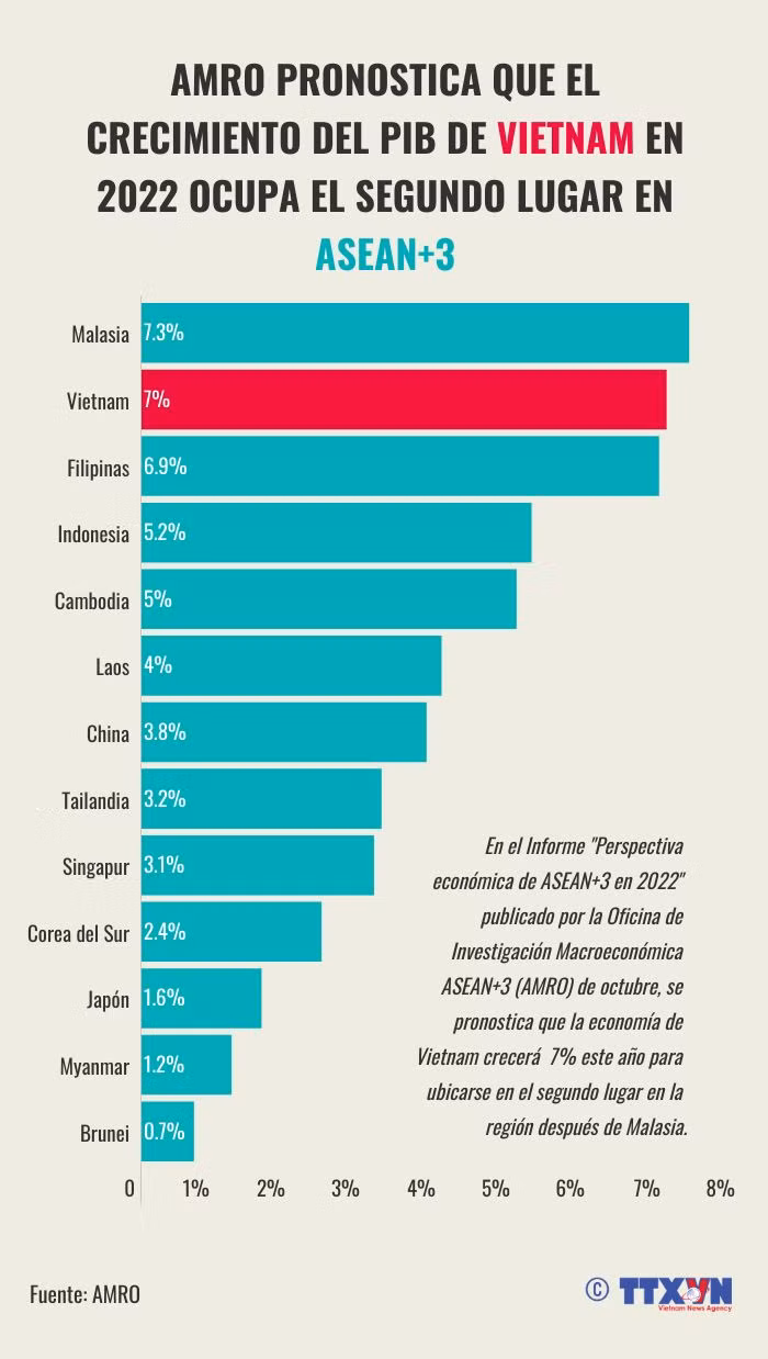 Crecimiento del PIB de Vietnam ocupa el segundo lugar en ASEAN+3 ảnh 1