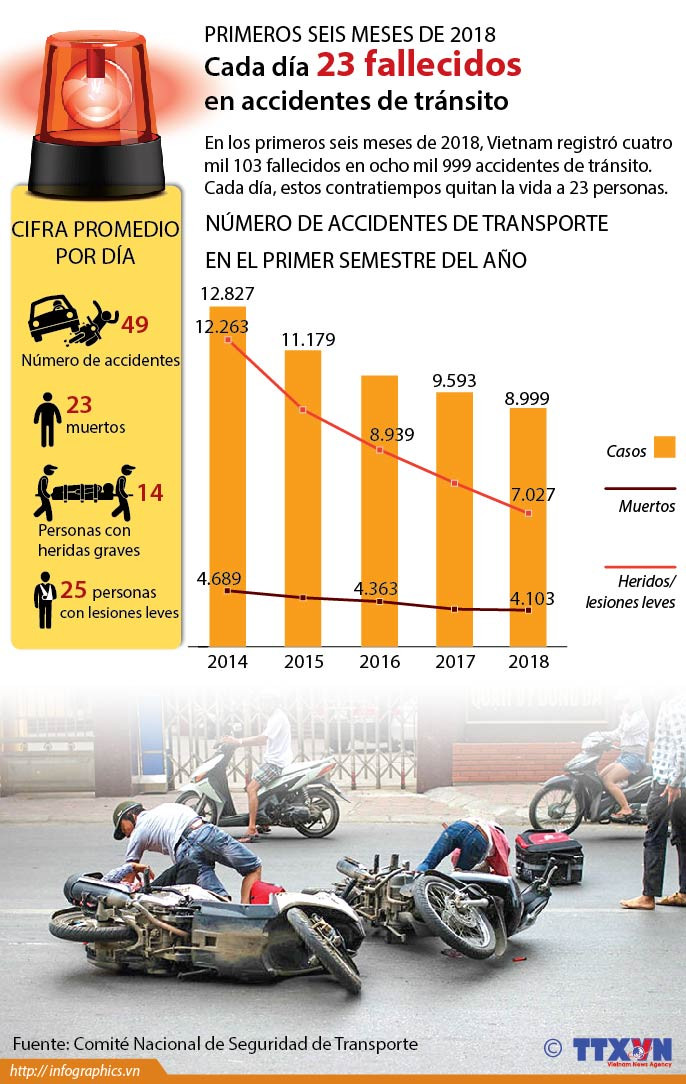 [Infografía] Cada día 23 fallecidos en accidentes de tránsito en Vietnam ảnh 1