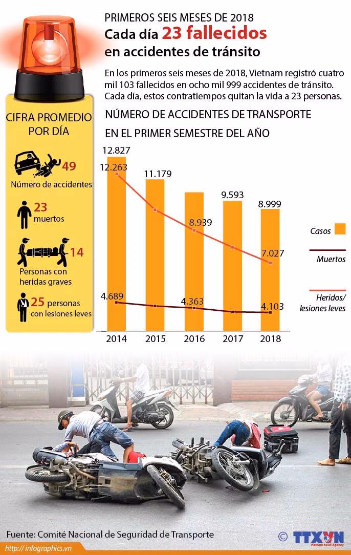 [Infografía] Cada día 23 fallecidos en accidentes de tránsito en Vietnam ảnh 1