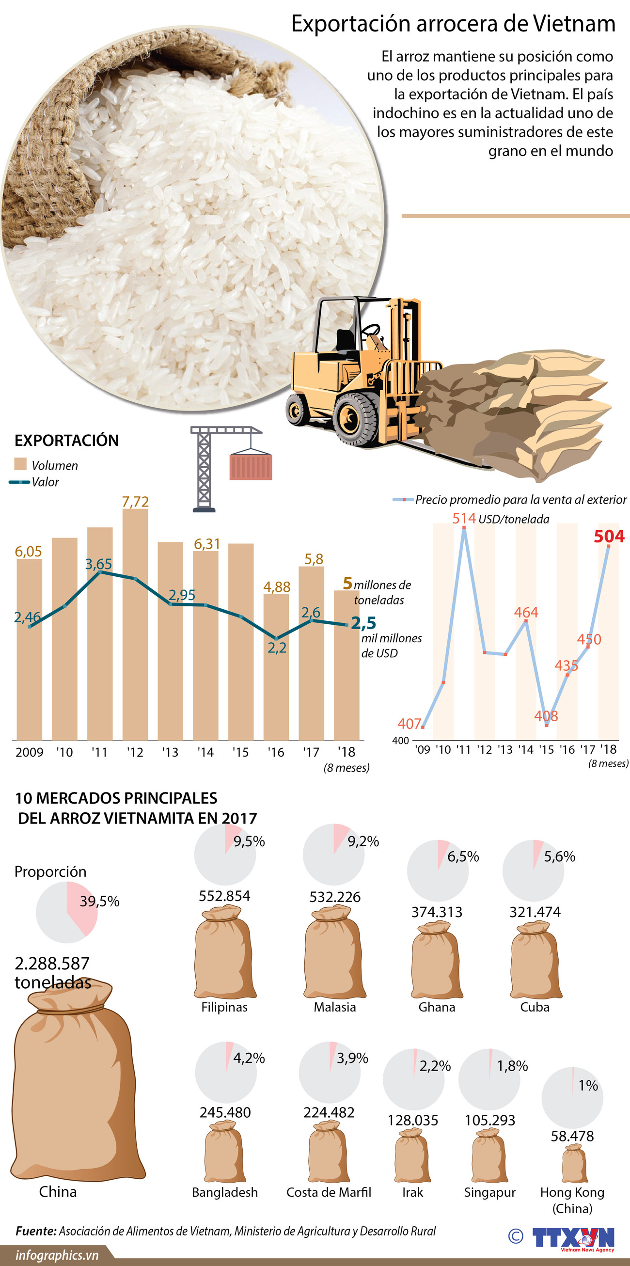 [Infografía] Exportación arrocera de Vietnam ảnh 1