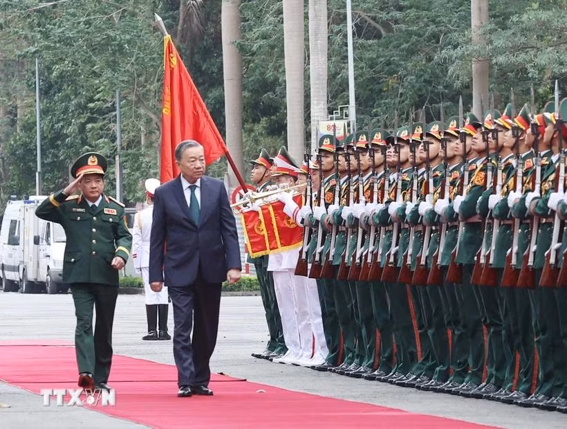 El secretario general del Partido Comunista de Vietnam (PCV) y secretario de la Comisión Militar Central, To Lam, en el acto. (Fuente: VNA)