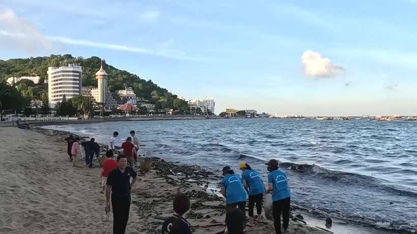 Los voluntarios limpian las playas de Vung Tau (Fuente: VNA)