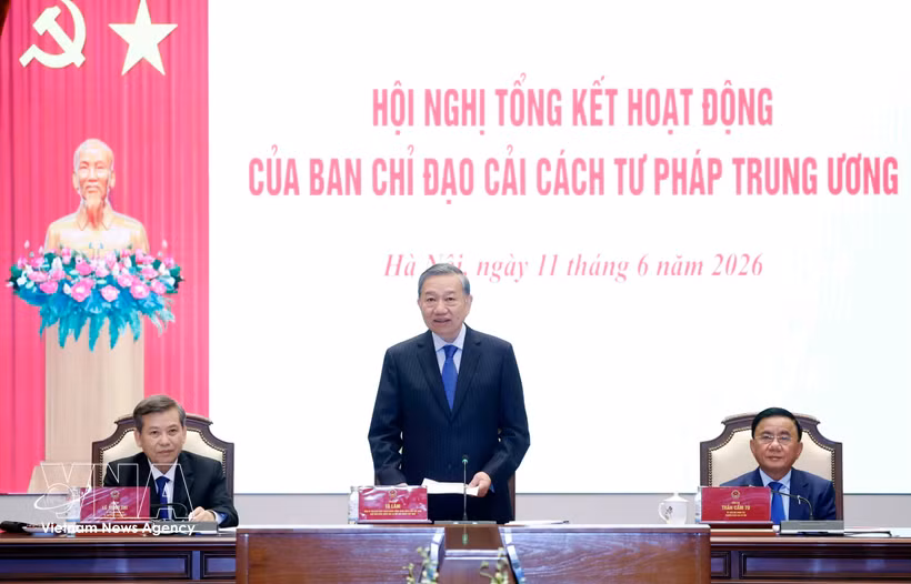 El secretario general del Partido Comunista y presidente de Vietnam, To Lam, en la reunión. (Foto: VNA)