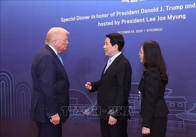 El presidente de Vietnam, Luong Cuong, y su homólogo estadounidense, Donald Trump. (Foto: VNA)