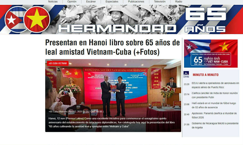 El sitio web de Prensa Latina lanza la columna «Cuba-Vietnam: 65 años de hermandad». (Foto: VNA)