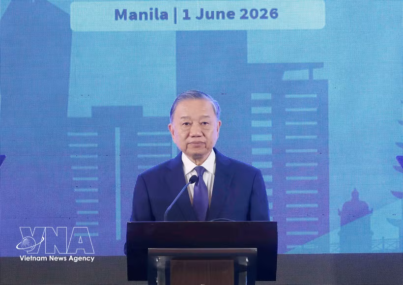El secretario general del Partido Comunista y presidente de Vietnam, To Lam, en el Foro de Negocios Vietnam - Filipinas. (Foto: VNA)