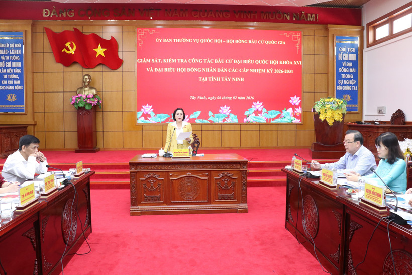 La vicepresidenta de la Asamblea Nacional de Vietnam, Nguyen Thi Thanh, en la sesión de trabajo. (Foto: VNA)