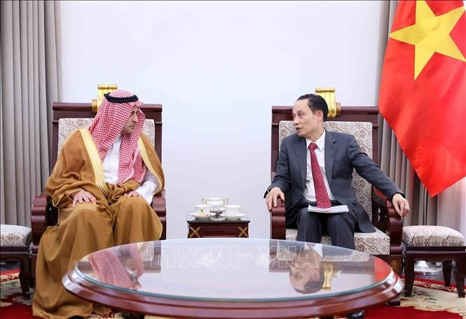 El ministro de Relaciones Exteriores de Vietnam, Le Hoai Trung, recibe al embajador saliente de Arabia Saudita, Mohammed Ismaeil A. Dahlwy. (Foto: VNA)