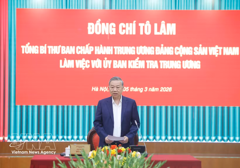 Máximo dirigente de Vietnam insta a fortalecer inspección preventiva y control del poder (Foto: VNA)