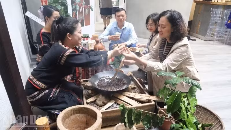 Turistas prueban el café de Buon Ma Thuot. (Foto: nhandan.vn)