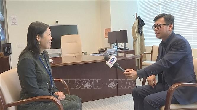 La directora de la Oficina de la ONU contra la Droga y el Delito (UNODC), Xiaohong Li, en en una entrevista exclusiva con la Agencia Vietnamita de Noticias (VNA). (Foto: VNA)