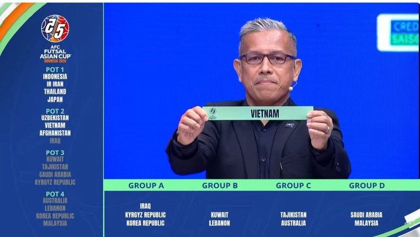 Vietnam quedó encuadrado en un desafiante Grupo B junto a los equipos de Tailandia, Kuwait y El Líbano, en la fase final de la Copa Asiática de Futsal (fútbol sala) AFC 2026. (Foto: VFF)