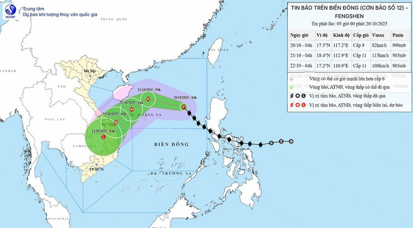 Tifón Fengshen se intensificará tras cambio de trayectoria. (Foto: Centro Nacional de Pronóstico Hidrometeorológico de Vietnam)