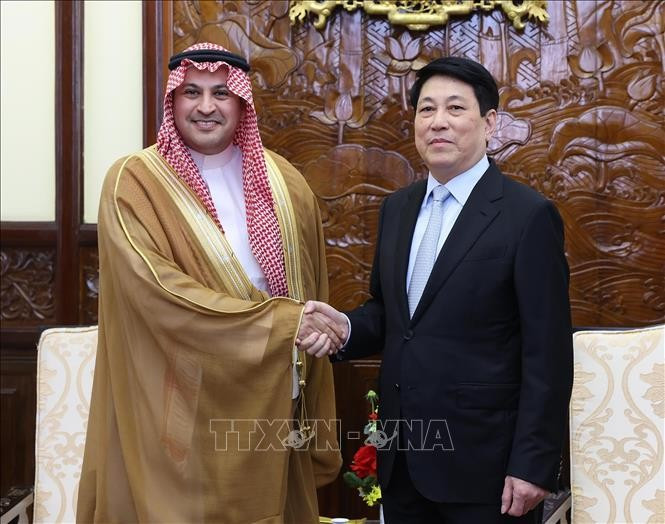 El presidente de Vietnam, Luong Cuong, recibe al embajador de Arabia Saudita, Mohammed Ismaeil A. Dahlwy. (Foto: VNA)