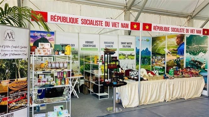 El stand de la Oficina comercial de Vietnam en Marruecos en la Feria de Primavera 2026 (Foto: VNA)
