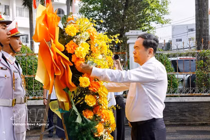 El presidente de la Asamblea Nacional de Vietnam, Tran Thanh Man, en el acto (Fuente: VNA)