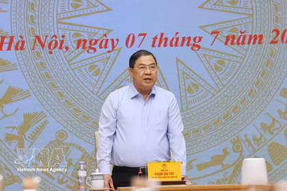 El viceprimer ministro permanente de Vietnam, Pham Gia Tuc, habla en la cita (Fuente: VNA)