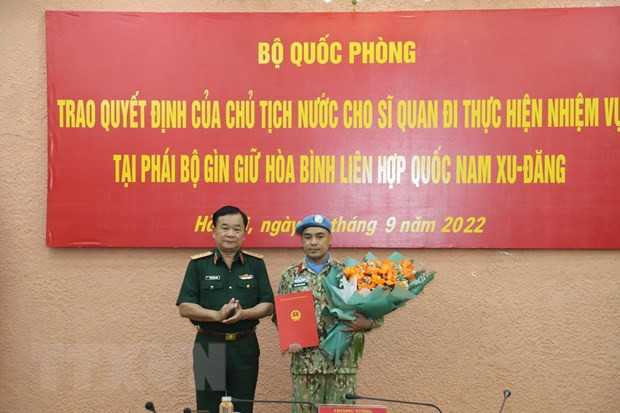 Vietnam envía otro oficial a misión de mantenimiento de paz de ONU ảnh 1 Vietnam envía otro oficial a misión de mantenimiento de paz de ONU ảnh 1