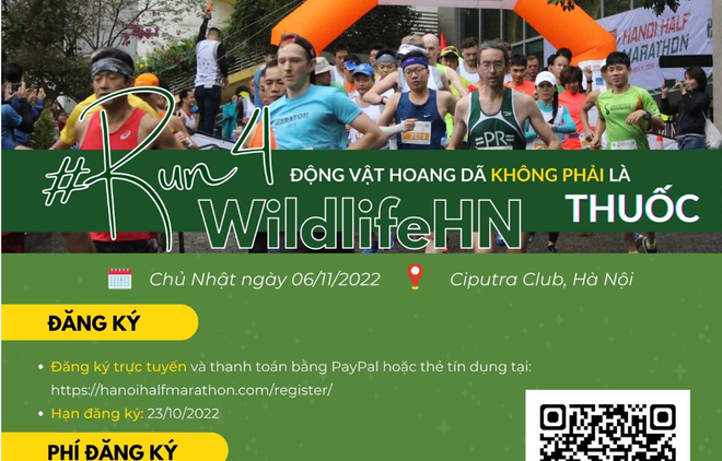 Carrera por protección de animales salvajes se efectuará en Hanoi ảnh 1 Carrera por protección de animales salvajes se efectuará en Hanoi ảnh 1