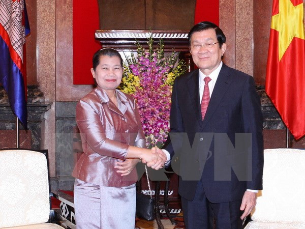 Recibe presidente vietnamita a dirigentes laosiano y cambodiano ảnh 1 Recibe presidente vietnamita a dirigentes laosiano y cambodiano ảnh 1