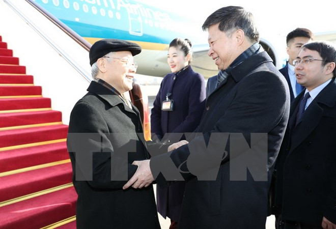 Máximo líder partidista de Vietnam inicia visita oficial a China ảnh 1 Máximo líder partidista de Vietnam inicia visita oficial a China ảnh 1