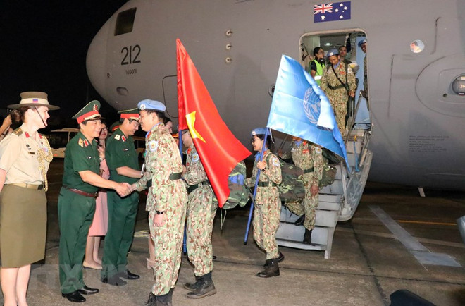 Regresan de Sudán del Sur misioneros vietnamitas de mantenimiento de la paz ảnh 1 Regresan de Sudán del Sur misioneros vietnamitas de mantenimiento de la paz ảnh 1