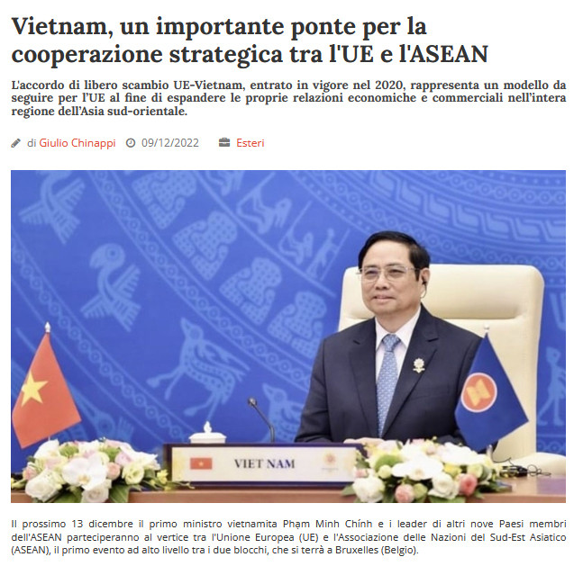 Medio italiano califica a Vietnam como puente de nexos ASEAN-UE ảnh 2 Medio italiano califica a Vietnam como puente de nexos ASEAN-UE ảnh 2