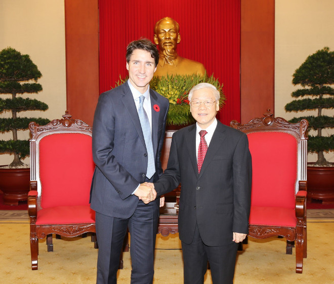 Dirigente paridista vietnamita recibe a primer ministro de Canadá ảnh 1 Dirigente paridista vietnamita recibe a primer ministro de Canadá ảnh 1