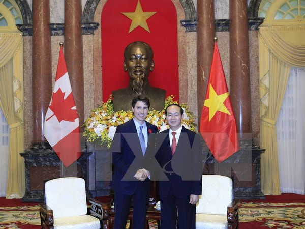 Presidente de Vietnam destaca visita del premier canadiense ảnh 1 Presidente de Vietnam destaca visita del premier canadiense ảnh 1