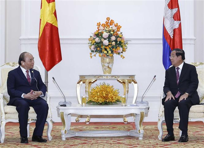 Presidente vietnamita se reúne con el primer ministro camboyano ảnh 1 Presidente vietnamita se reúne con el primer ministro camboyano ảnh 1
