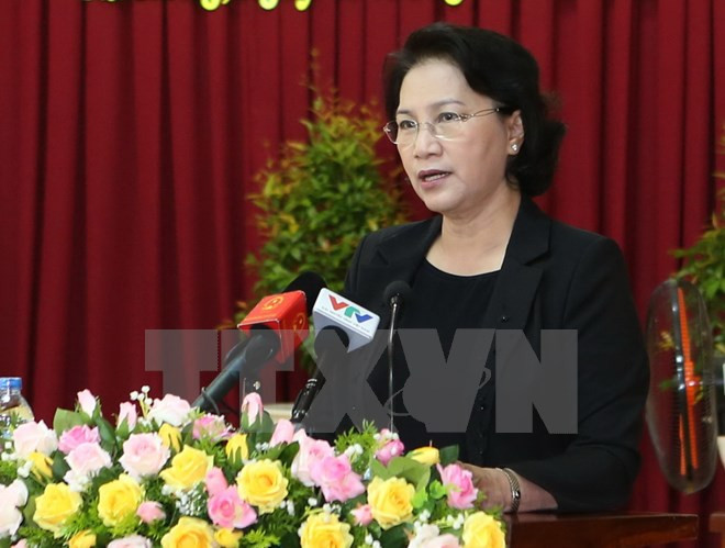 Presidenta del Parlamento de Vietnam se reúne con votantes de ciudad deltaica ảnh 1