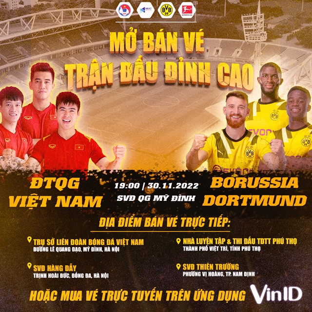 Empiezan a vender boletos para partido de fútbol entre Vietnam y club alemán Borussia Dortmund ảnh 1 Empiezan a vender boletos para partido de fútbol entre Vietnam y club alemán Borussia Dortmund ảnh 1