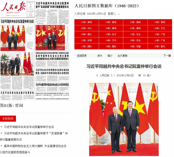 Prensa china destaca visita del máximo dirigente partidista de Vietnam ảnh 1 Prensa china destaca visita del máximo dirigente partidista de Vietnam ảnh 1