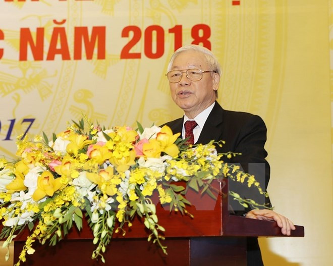 Máximo dirigente partidista traza principales labores de Vietnam en 2018 ảnh 1 Máximo dirigente partidista traza principales labores de Vietnam en 2018 ảnh 1