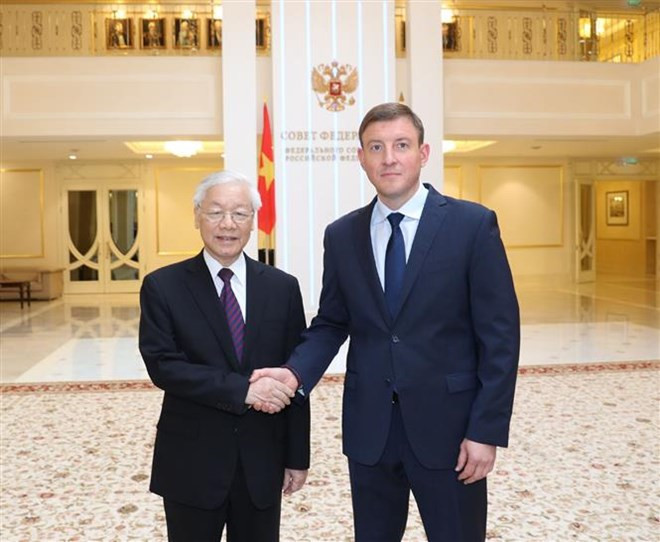 Secretario general del PCV se reúne con dirigente del Consejo de la Federación de Rusia ảnh 1 Secretario general del PCV se reúne con dirigente del Consejo de la Federación de Rusia ảnh 1