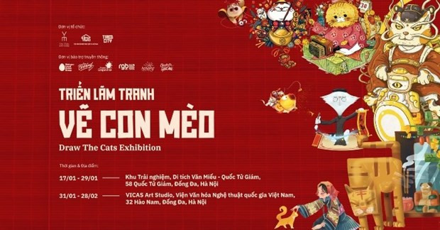 Exposición de arte sobre Año del Gato abre en Hanoi ảnh 1 Exposición de arte sobre Año del Gato abre en Hanoi ảnh 1