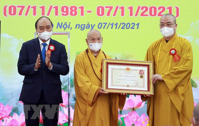 Presidente de Vietnam realza papel de Sangha Budista en fomento de gran unidad nacional ảnh 3 Presidente de Vietnam realza papel de Sangha Budista en fomento de gran unidad nacional ảnh 3