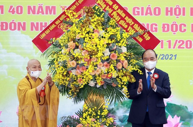 Presidente de Vietnam realza papel de Sangha Budista en fomento de gran unidad nacional ảnh 2 Presidente de Vietnam realza papel de Sangha Budista en fomento de gran unidad nacional ảnh 2