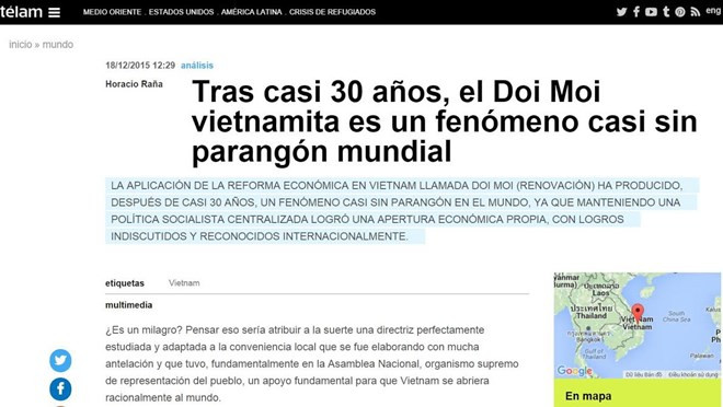 Prensa argentina destaca logros de Doi moi ảnh 1 Prensa argentina destaca logros de Doi moi ảnh 1