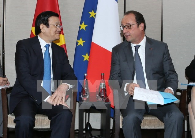 Presidente vietnamita se reúne con su homólogo francés ảnh 1 Presidente vietnamita se reúne con su homólogo francés ảnh 1