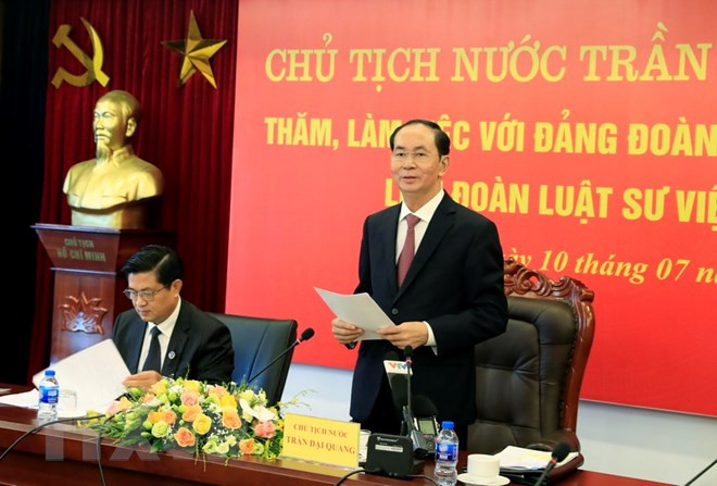 Presidente Tran Dai Quang trabaja con la Federación de Abogados de Vietnam ảnh 1 Presidente Tran Dai Quang trabaja con la Federación de Abogados de Vietnam ảnh 1