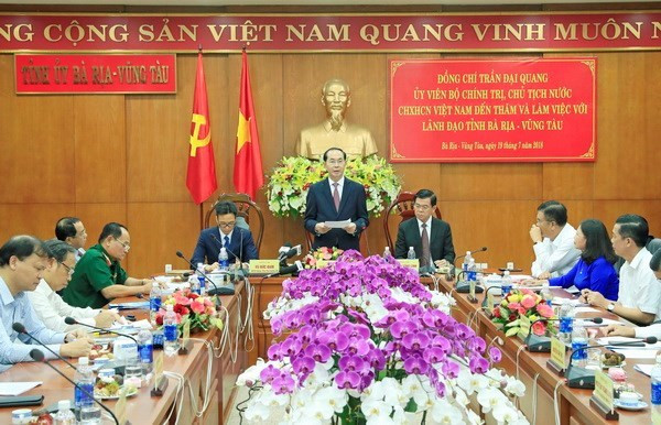 Presidente vietnamita exhorta a provincia de Ba Ria-Vung Tau a promover desarrollo económico ảnh 1 Presidente vietnamita exhorta a provincia de Ba Ria-Vung Tau a promover desarrollo económico ảnh 1
