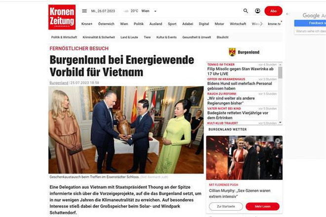 Periódicos austriacos resaltan importancia de visita de presidente vietnamita ảnh 1 Periódicos austriacos resaltan importancia de visita de presidente vietnamita ảnh 1